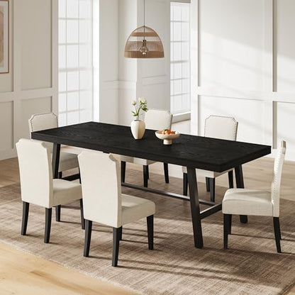 Garvee 87" 10 Person Dining Table, Industrial Kitchen Table, Black