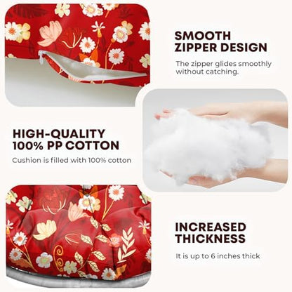Outdoor 45" Round Egg Chair Cushion Replacement Waterproof Red Peony