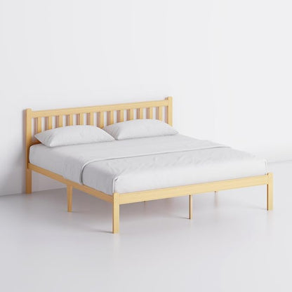 Askeld Wood King Bed Frame with Headboard, 12 Inch High Solid Bamboo Platform Bed No Box Spring Needed, Mid-Century Heavy Duty Bedframe, Easy Assembly, Noise Free