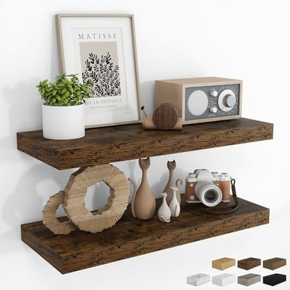 RICHFOCUS Bathroom Floating Shelves for Wall 2Pack|Rustic Brown|28" L
