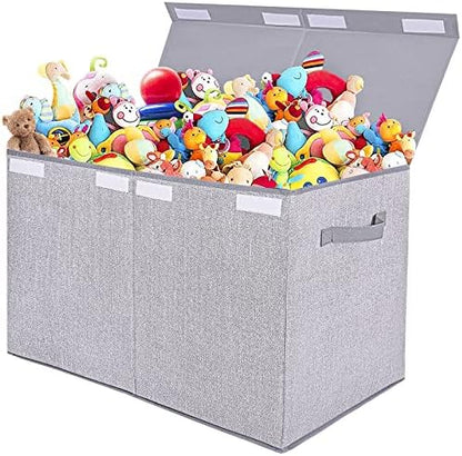 Pantryily Large Foldable Toy Storage Box with Lid,Plush Toy Organizer Chest
