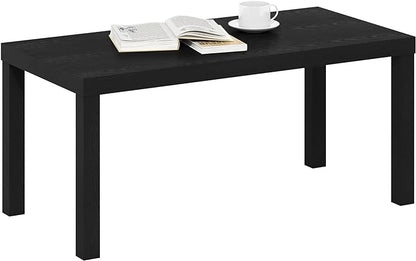 Furinno CLASSIC Coffee Table, Modern Rectangle Printer Stand, Black | 1.8" Triple Thick Tabletop, Toolless Assembly, Side Table, for Living Room, Home Office