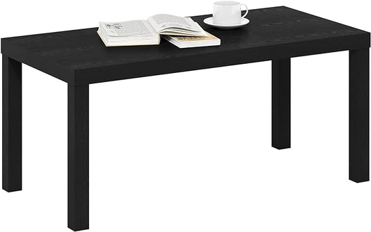 Furinno CLASSIC Coffee Table, Modern Rectangle Printer Stand, Black | 1.8" Triple Thick Tabletop, Toolless Assembly, Side Table, for Living Room, Home Office
