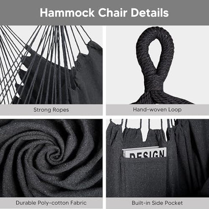 SUNCREAT 2-in-1 Convertible Hammock with Stand, Blue White Stripe