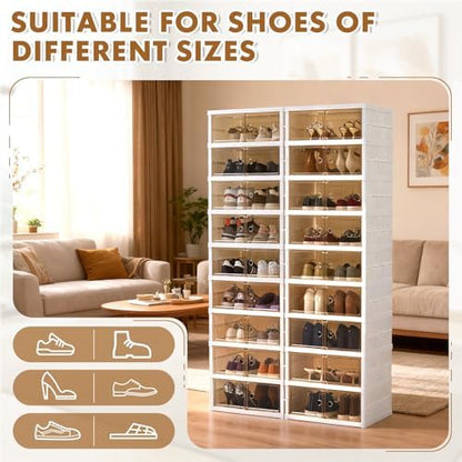Collapsible Shoe Rack, 2 x 9 Tiers-18 Pairs Foldable Shoe Storage Organizer