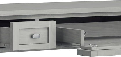 SIMPLIHOME Warm Shaker Desk - 48 Inch Wide Solid Wood Writing Desk in Fog Grey, Transitional Home Office Computer Table for Workspace or Study with Flip-Down Keyboard Tray and 2 Drawers
