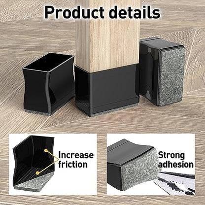 Rectangle Chair Leg Protectors for Hardwood Floors. (Black, 2×4")