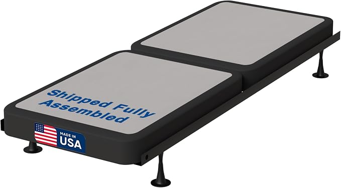 Treaton, Box Spring Bed Base Twin XL Size, 4-Inch Wood Mattress Foundation – Amish Made in USA – Quiet Noise Free, 2-Pieces Under Mattress-Support BoxSpring, Fully Assembled, Gray