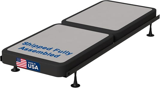 Treaton, Box Spring Bed Base Twin XL Size, 4-Inch Wood Mattress Foundation – Amish Made in USA – Quiet Noise Free, 2-Pieces Under Mattress-Support BoxSpring, Fully Assembled, Gray