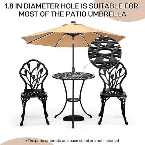 lapday Outdoor Patio Set with 1 Table & 2 Chairs,for Living Room,Dining Room,Bedroom,Study(23.6 "x 23.6"x 26"). (Black)