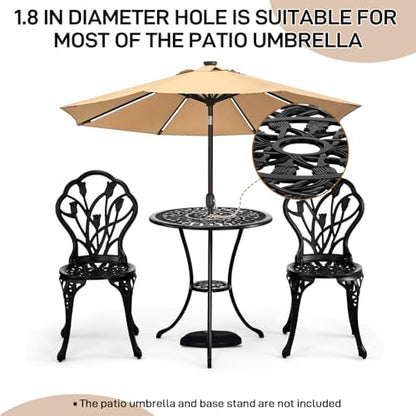 lapday Outdoor Patio Set with 1 Table & 2 Chairs,for Living Room,Dining Room,Bedroom,Study(23.6 "x 23.6"x 26"). (Black)