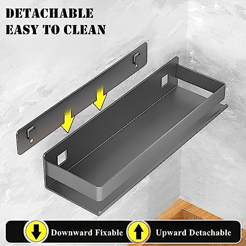 Stainless Steel Detachable Wall Mounted Floating Shelves for Kitchen, Bathroom, Storage Organizer Shelves, Corrosion and Rust Resistant, Set of 1 Gray