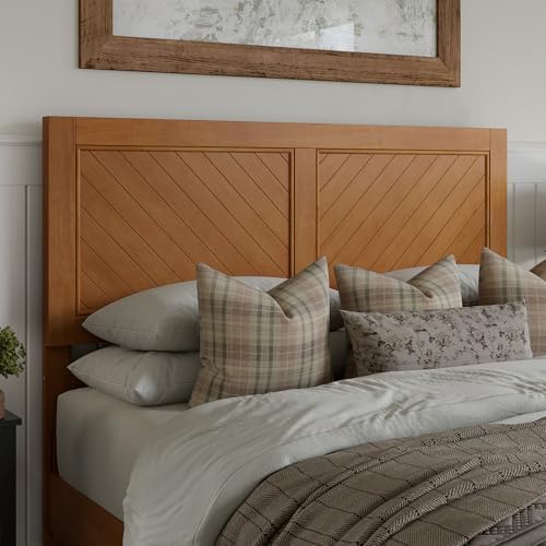 AFI, Berkshire Queen Solid Wood Low Profile Platform Bed with Matching Footboard, Light Toffee