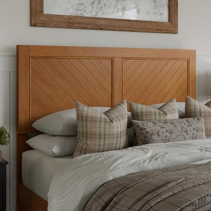 AFI, Berkshire Queen Solid Wood Low Profile Platform Bed with Matching Footboard, Light Toffee