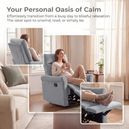 NicBex Manual Recliner Chair with Adjustable Backrest for Living Room, Gray