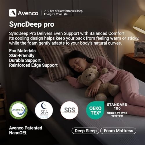 Avenco SyncDeep 6 Inch Twin Mattress for Deep Sleep, Memory Foam Mattress
