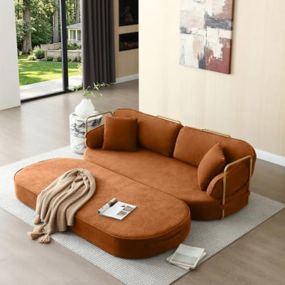 HANXIN 78.3'' Futon Sleeper Sofa Bed, Orange Boneless Couch for Living Room