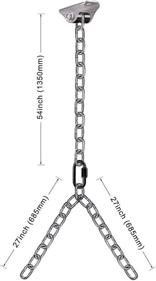 BeneLabel 2Pcs 81" (6.75 ft) Heavy Duty Porch Swing Chain with Silent Swing Hanger Hanging Chair Hanger for Indoor Outdoor Playground Bench Chair Hammock Chairs 1000LB Capacity - Silver Chain