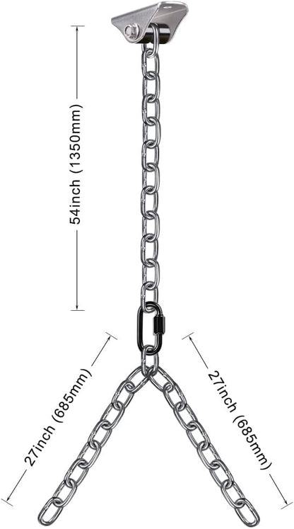 BeneLabel 2Pcs 81" (6.75 ft) Heavy Duty Porch Swing Chain with Silent Swing Hanger Hanging Chair Hanger for Indoor Outdoor Playground Bench Chair Hammock Chairs 1000LB Capacity - Silver Chain