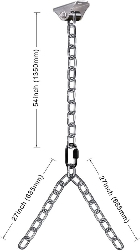 BeneLabel 2Pcs 81" (6.75 ft) Heavy Duty Porch Swing Chain with Silent Swing Hanger Hanging Chair Hanger for Indoor Outdoor Playground Bench Chair Hammock Chairs 1000LB Capacity - Silver Chain