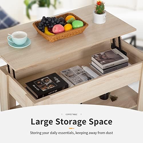 FDW | 39" Lift Top Coffee Table | Gray | with Hidden Storage