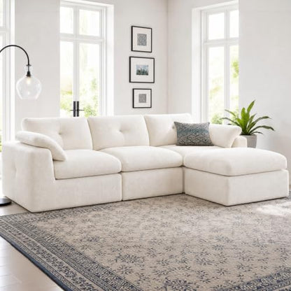 Homkdom Cloud Sectional Couches for Living Room, L Shaped Sofa with Ottoman