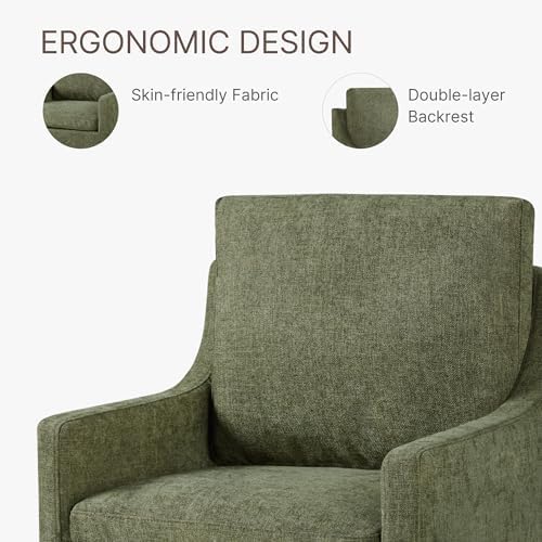 KISLOT Upholstered Dining Chairs Set of 2 with Casters, Moss Green