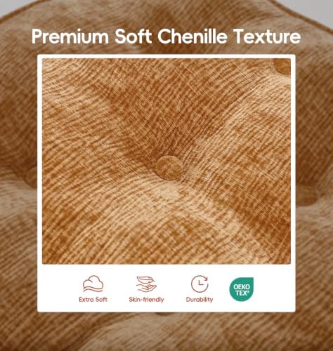 Hobestluk Pouf Ottoman Foot Rest Chenille Square large ottoman, Brown