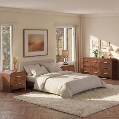 3-Piece Bedroom Set, Curved 9-Drawer Dresser&2-Drawer Nightstands