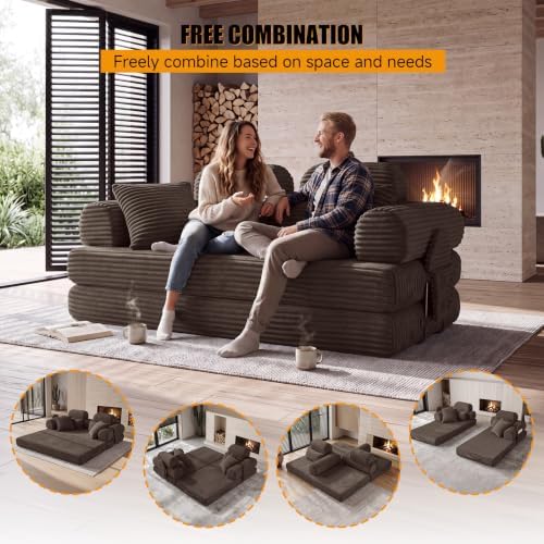 79" Boneless Couch for Living Room, High Back Futon Sofa Bed Set
