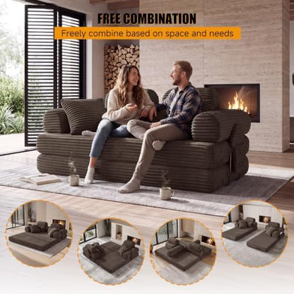 79" Boneless Couch for Living Room, High Back Futon Sofa Bed Set