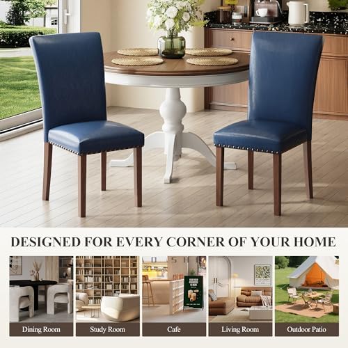 MALOL High Back Dining Chairs Set of 4, Blue