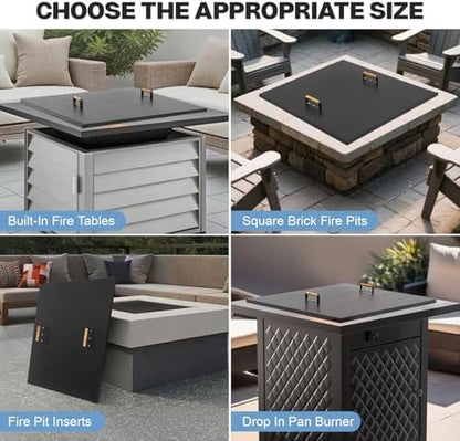 Fire Pit Lid Square 38", Heat Resistant Metal Firepit Cover