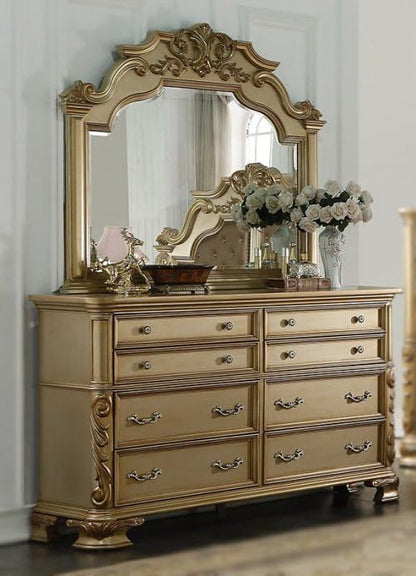 First of a Kind Miranda Gold Queen 5 Piece Bedroom Set
