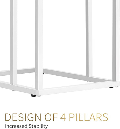 Possile C Shaped End Table Set of 2 for Sofa and Bed, Slide Under Couch Tables, Side Table With Faux Marble Top, Small Under Table Tray for Living Room, Bedroom, White