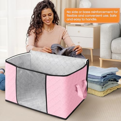 90L Clothes Storage, Foldable Thick Fabric Blanket Storage Bags