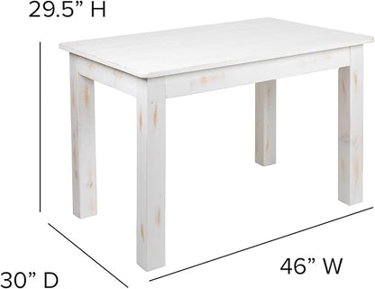 Flash Furniture HERCULES Series 46" x 30" Rectangular Antique Rustic White Solid Pine Farm Dining Table