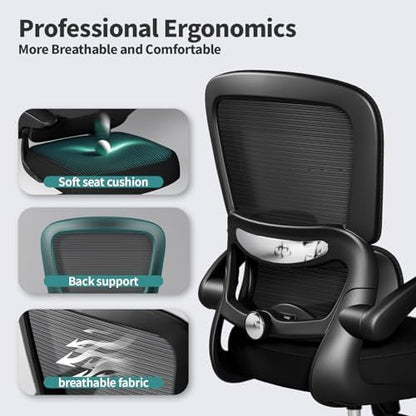 TRALT Office Chair - Ergonomic Desk Chair with Adjustable Lumbar Support, Mesh Computer Chair, Executive Chair for Home Office Comfortable Lumbar Support (1,Jet Black)