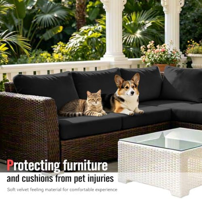 8Pcs Outdoor Cushion Covers, Stretch Patio Furniture Couch Chair Slipcovers