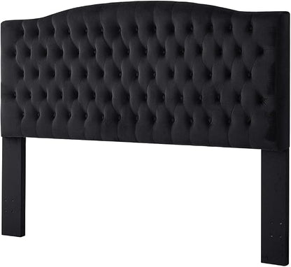 24KF Upholstered Tufted Button Velvet Headboard,Comfortable Fashional Headboard King/CA King Size,Black
