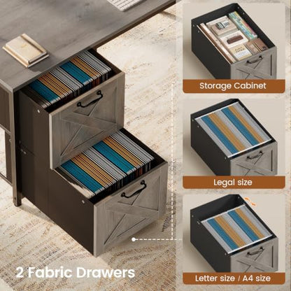 SEDETA Reversible Farmhouse L Shaped Gaming Desk with Drawers, Hutch