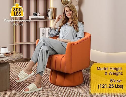 Dewhut Swivel Barrel Accent Chair, Velvet Reading Armchair, Orange, Set 2