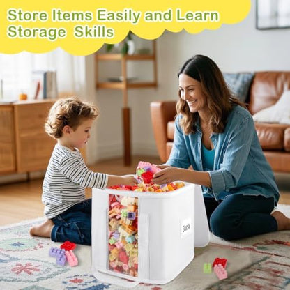 ANROYE 2PCS Toy Storage Bins with Lids, Foldable Cube Container for Blocks