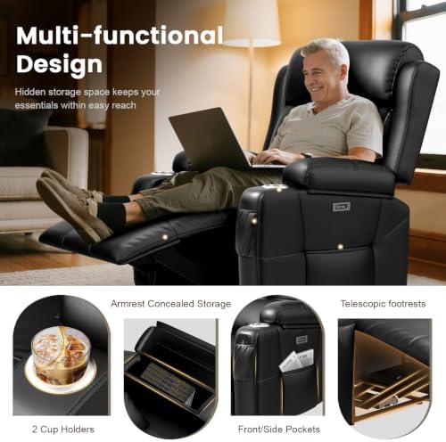 Power Recliner Chair, Home Theater Seating Reclining Sofa with Heat Massage