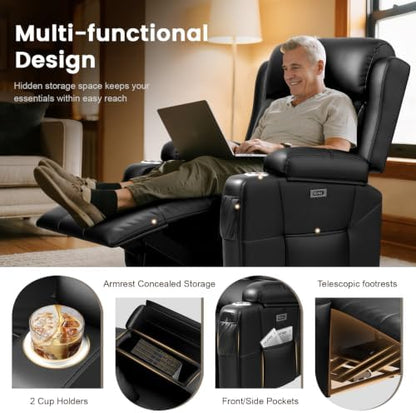 Power Recliner Chair, Home Theater Seating Reclining Sofa with Heat Massage