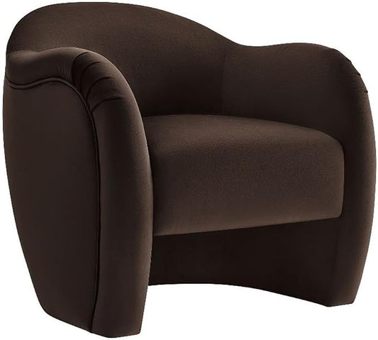 Modway Compose Barrel Chair with Performance Velvet Fabric in Chocolate Brown – Upholstered Accent Armchair with Curved Backrest – Cozy Lounge Chair for Reading – Round Comfy Single Sofa Club Chair