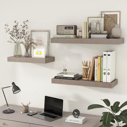 FLYJOE 30 Inch Floating Shelves, 12'' Deep Grey Shelves for Wall Set of 2
