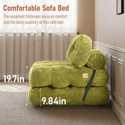 Folding Sofa Bed, Convertible Sleeper Chair with Back Support and Pillow