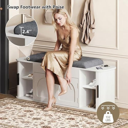 Entryway Shoe Storage Bench with Cushion, Lift Top Storage Cabinet