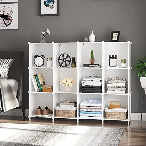 AWTATOS 12 Cube Storage Organizer, Closet Organizer Storage Shelves, White